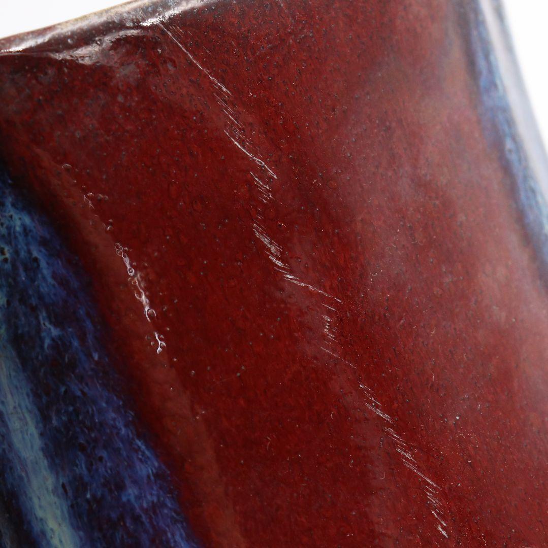 中国 雍正年製款 辰砂釉双耳花瓶 赤釉　M696