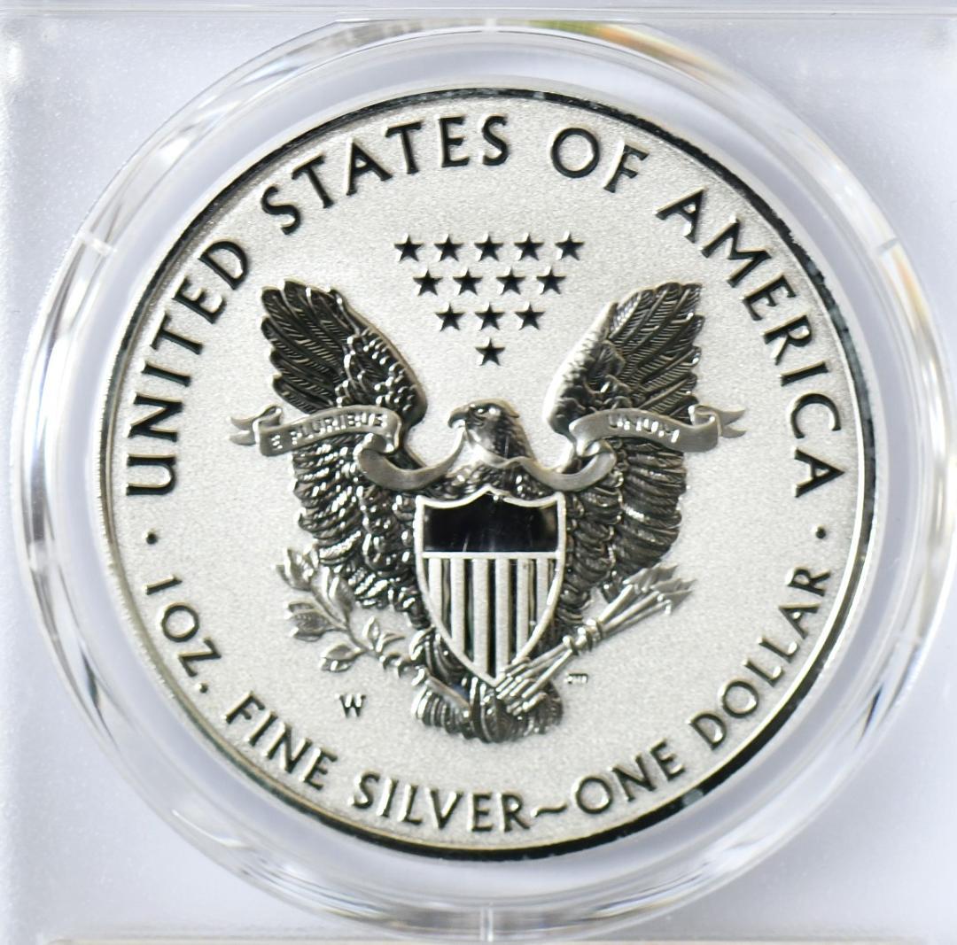 最高鑑定RevPR70　2019年イーグル銀貨　デニスロッドマン　サインラベル