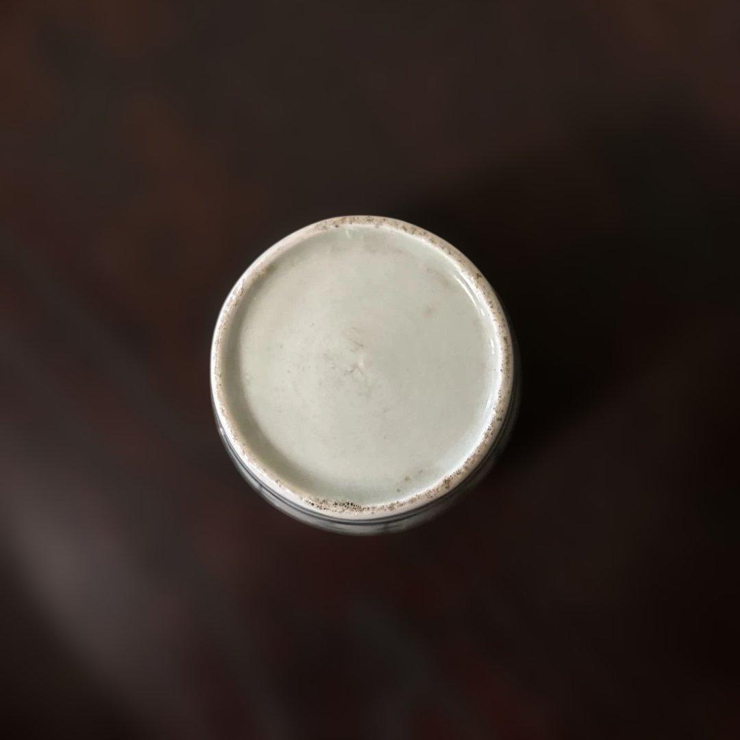 古伊万里染付　格子縞　蔓草文　⑤蕎麦猪口　江戸初期前期　アンティーク　白磁　李朝