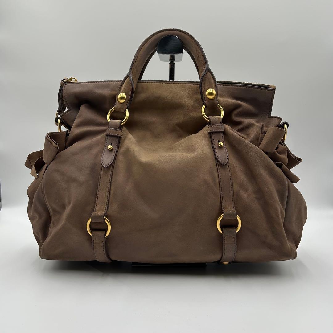 【美品】miu miu ヴィッテロ 2way ハンドバッグ ブラウン レザー