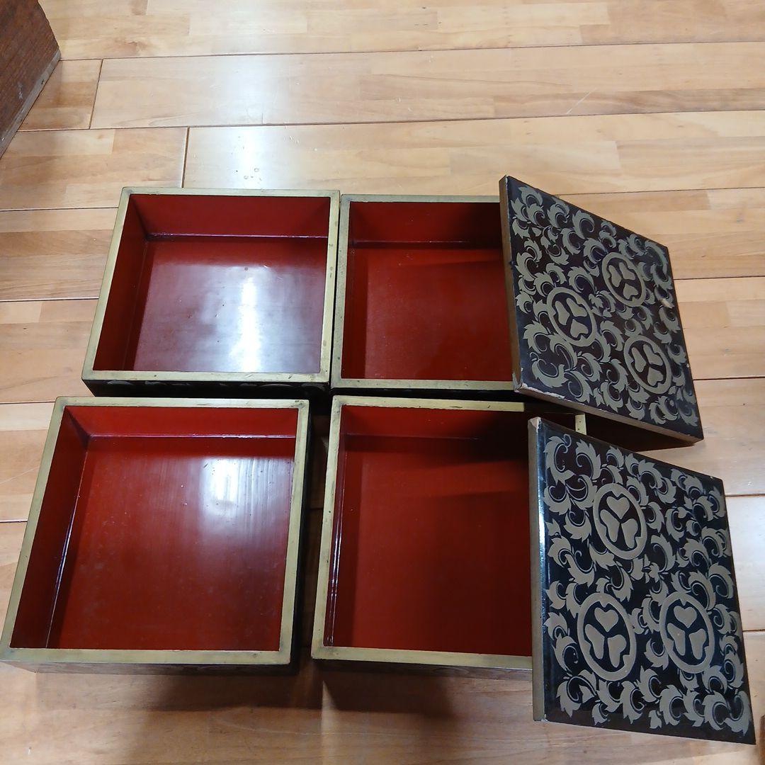 漆器 重箱 赤黒装飾　皿他