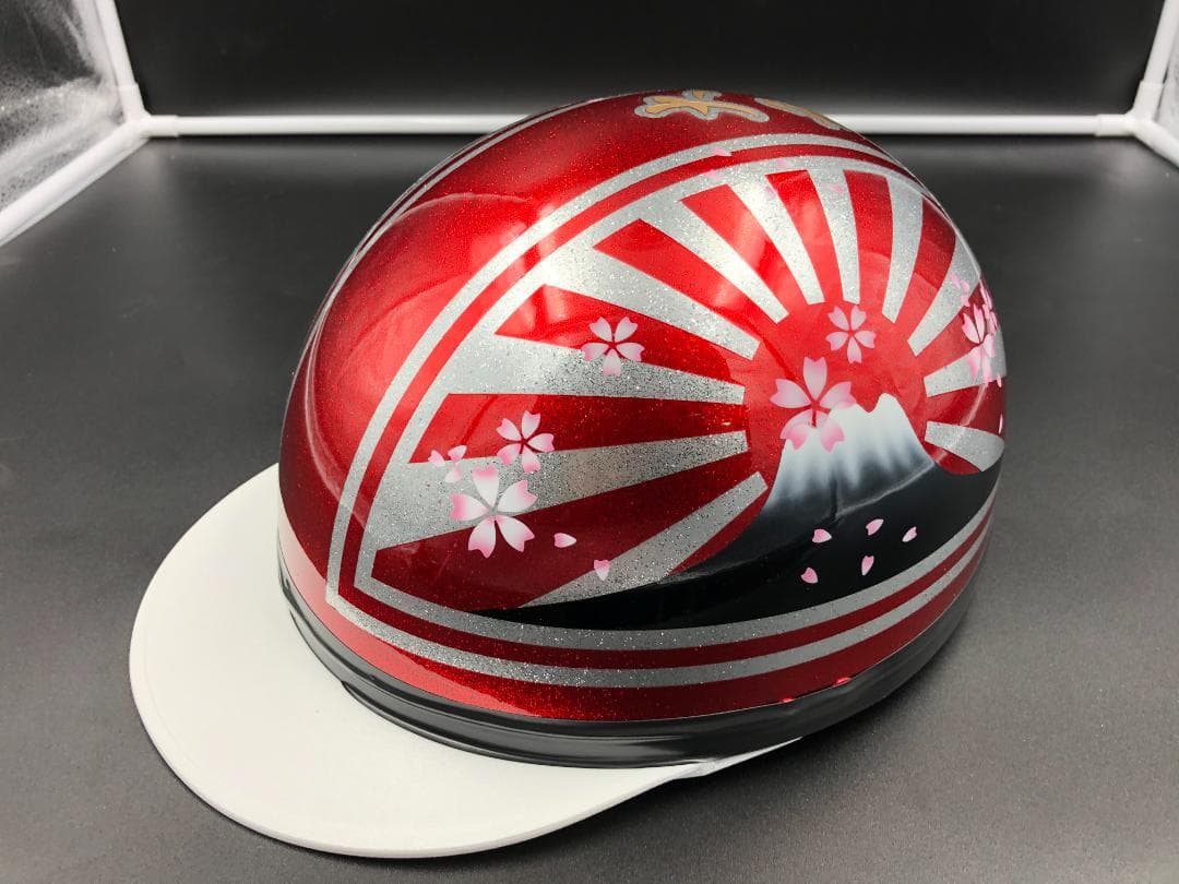 コルク半　カスタム　富士日章　三つボタン　キャンディレッドラメ　桜　高級クリヤ