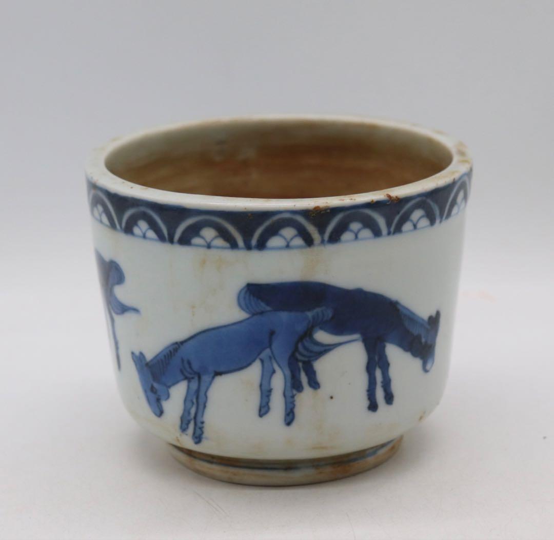 古染　馬紋香炉　送料込み250124