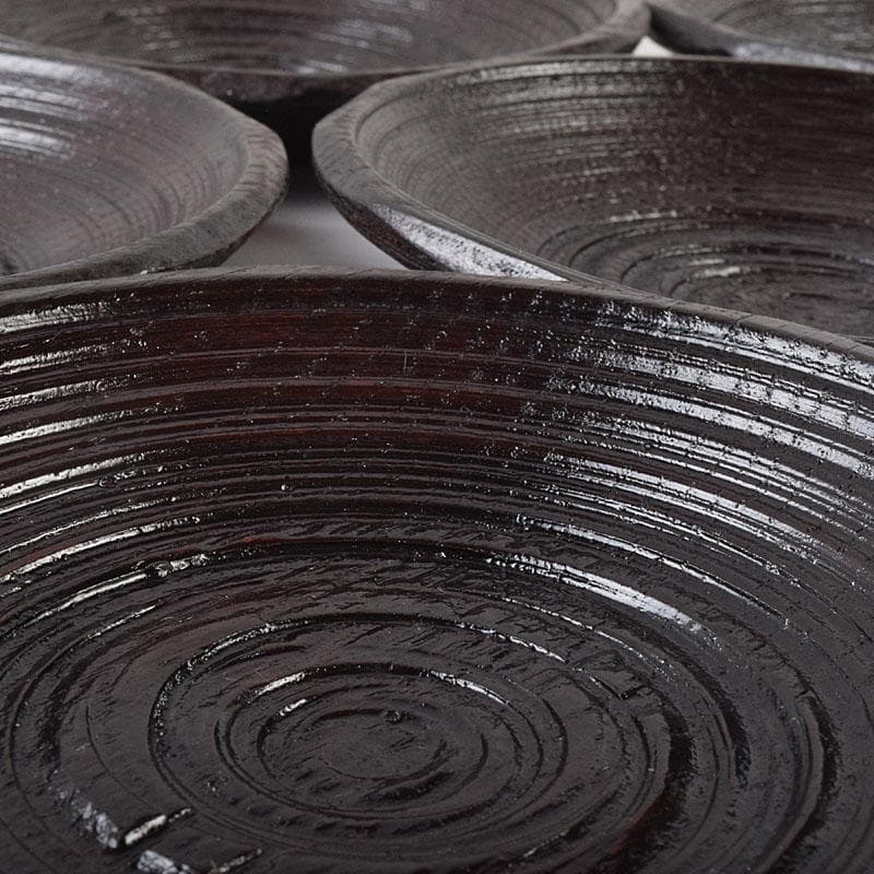 煎茶道具　漆芸家　村瀬治兵衛作　本漆　沢栗　茶托　五客　V　R8903