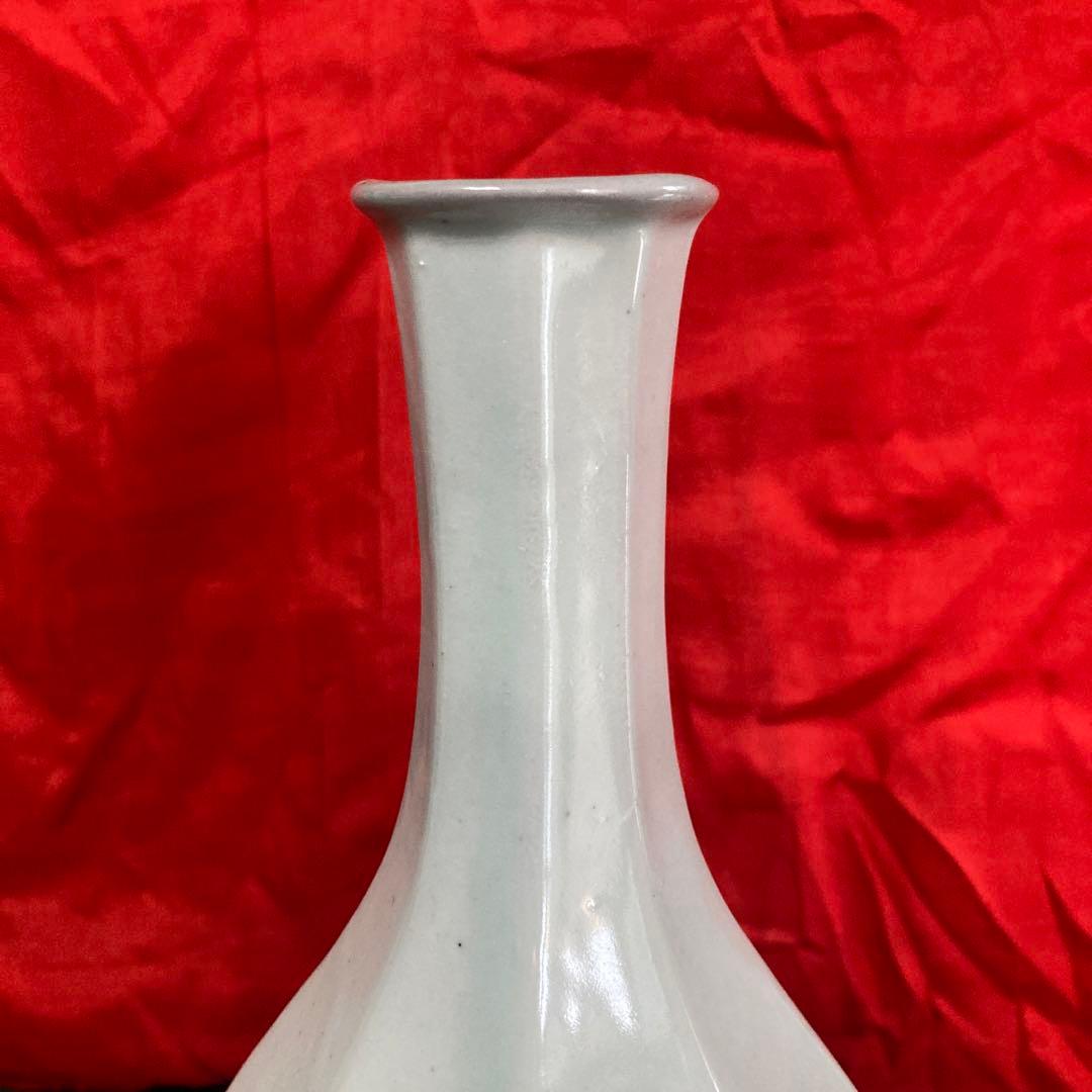 李朝　染付　面取瓶　徳利　秋草文