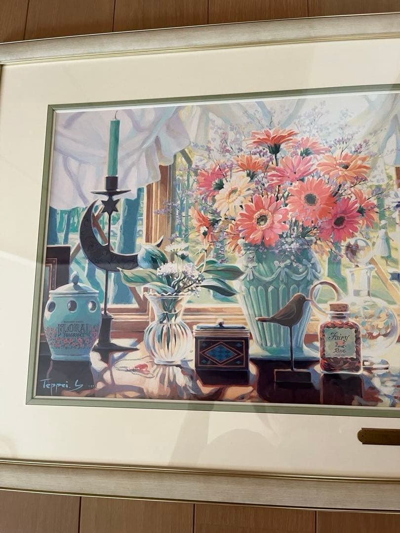 笹倉鉄平「窓辺」フレーム付き　プリント　ポスター　インテリア　笹倉鉄平