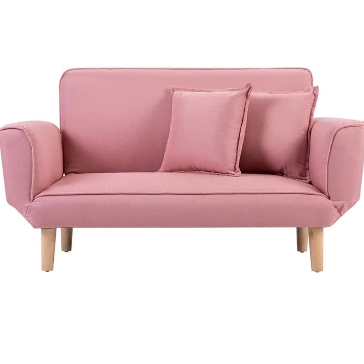 2人掛け 送料無料　一人暮らし 軽量 クッション付 ベッド ソファ　ピンク
