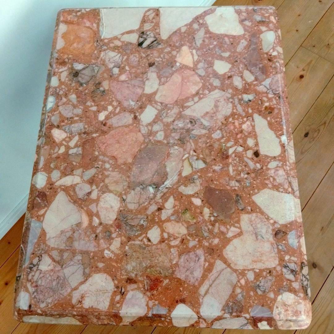 アンティーク大理石 サイドテーブル 猫足花彫刻