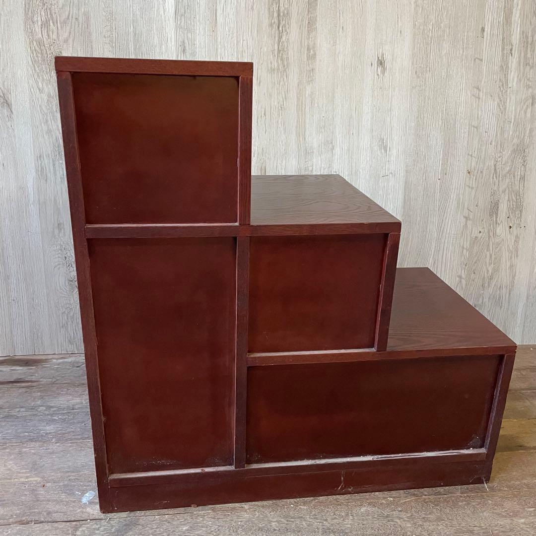 階段箪笥 昭和レトロ 左下り 飾り棚 収納棚 アンティーク家具 小物収納