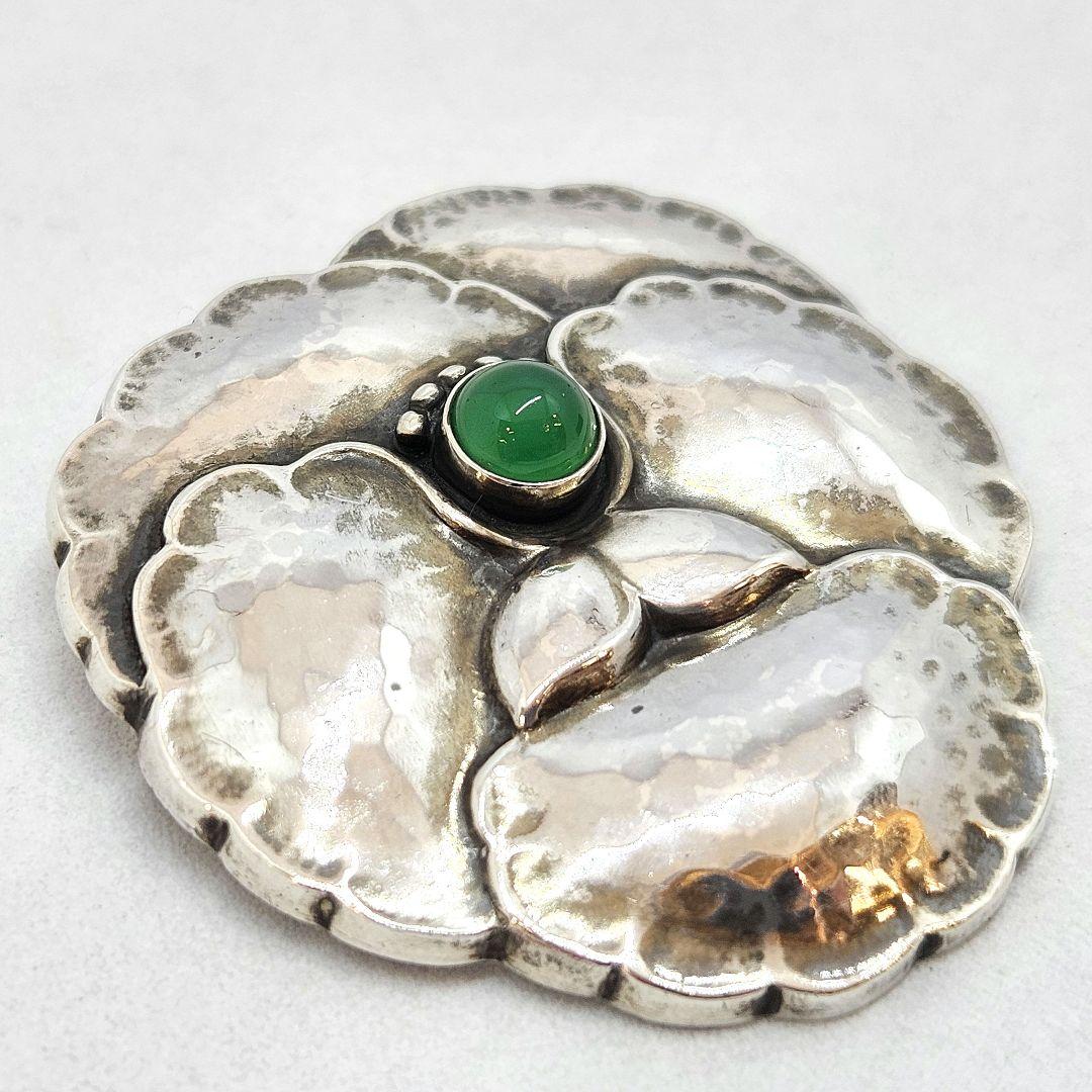 ジョージジェンセン ブローチ パンジー グリーンアゲイト ヴィオラ