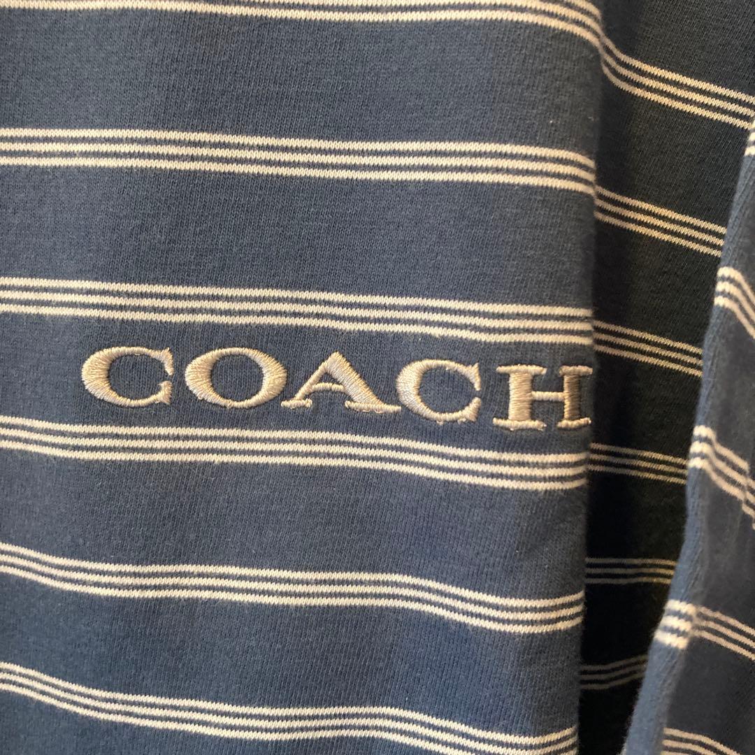【新品】ＣＯＡＣＨコーチＴシャツ　ボーダー柄ブルー　コットン製Ｍサイズ