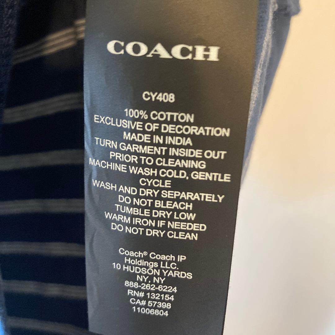 【新品】ＣＯＡＣＨコーチＴシャツ　ボーダー柄ブルー　コットン製Ｍサイズ