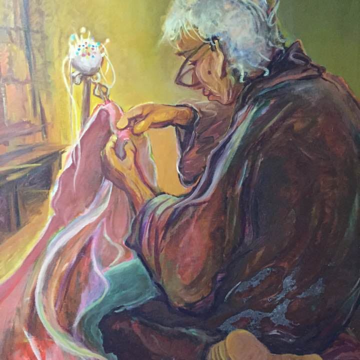 繕い  (Ｆ５０号・油彩)