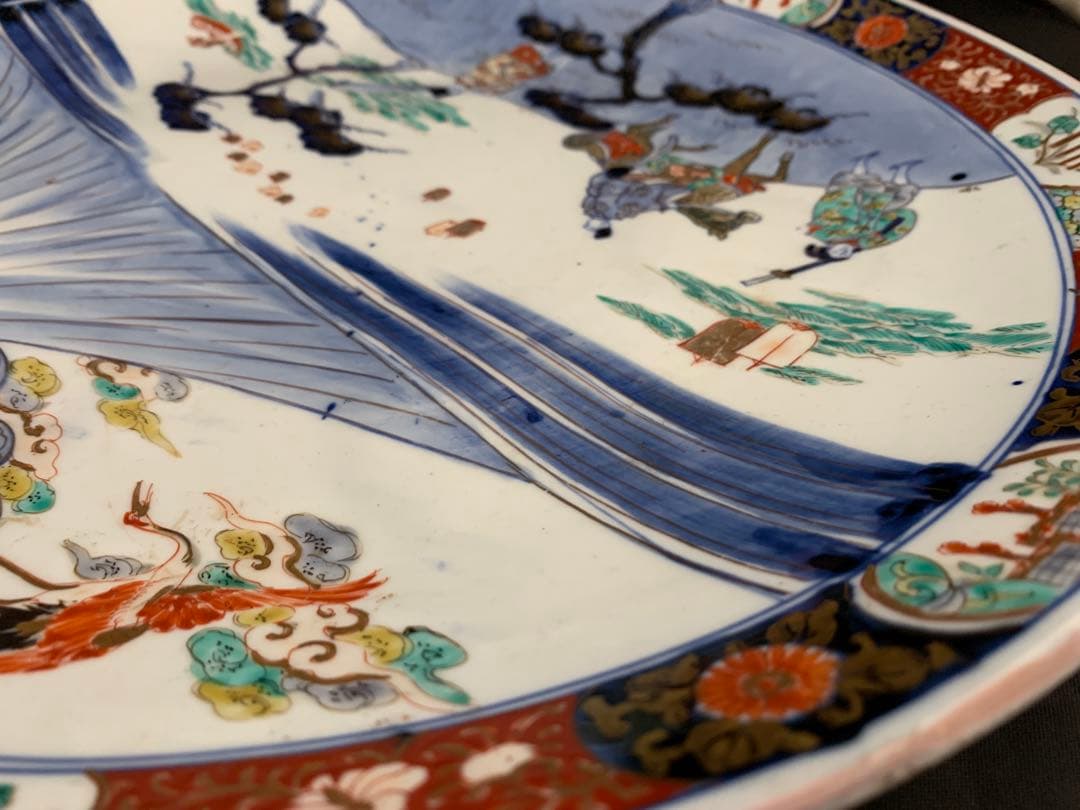 古伊万里　富士山　色絵金彩　大皿　約直径40㎝