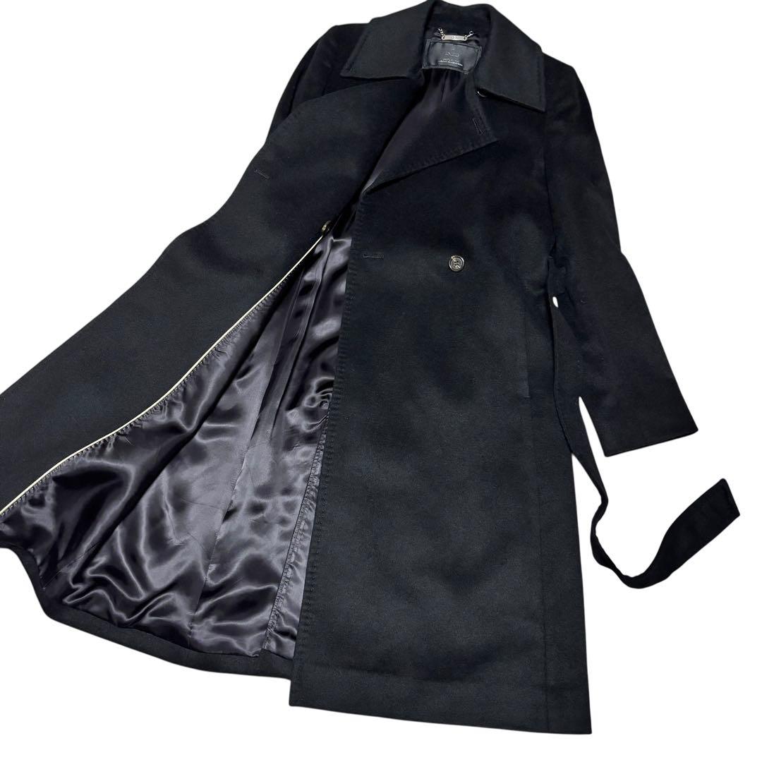 美品 INED イネド カシミヤ100% チェスターコート ブラック ベルト