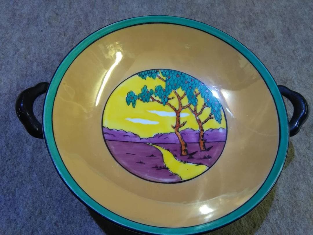 オールドノリタケ　アールデコ　果樹園の図　美しい菓子皿　M－JAPAN印