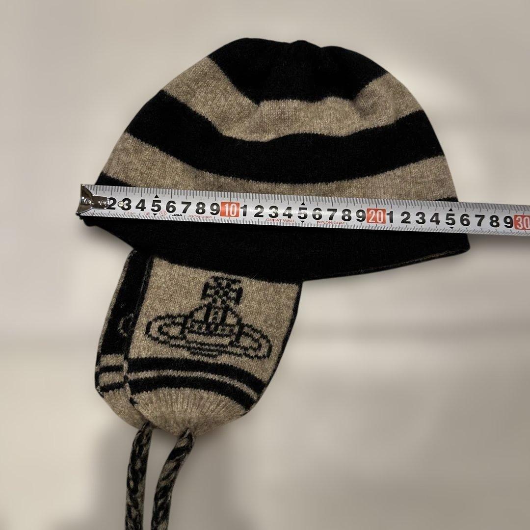 ヴィヴィアンウエストウッド　耳あて付きニット帽　ストライプ