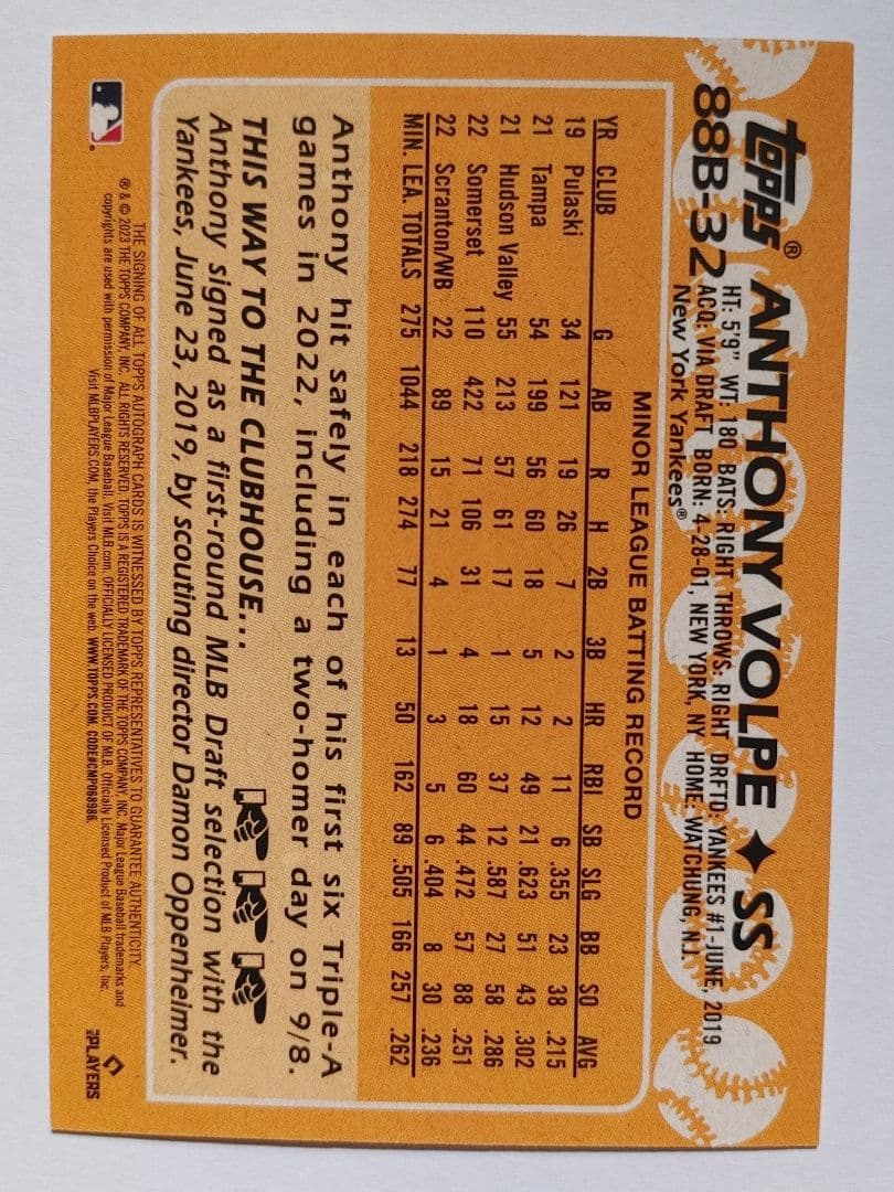 その他 anthony volpe Cherry parallel