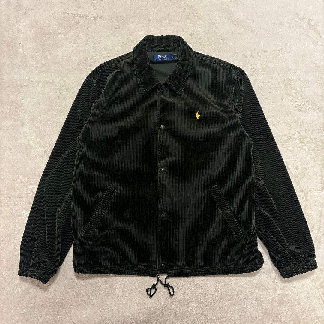 【美品】 ラルフローレン　コーデュロイ コーチジャケット　オリーブ　Lサイズ