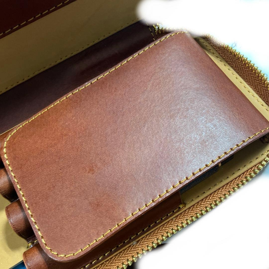 バハギアアンドクラフト プエブロ ブラウン ラウンドジップ型ペンケース