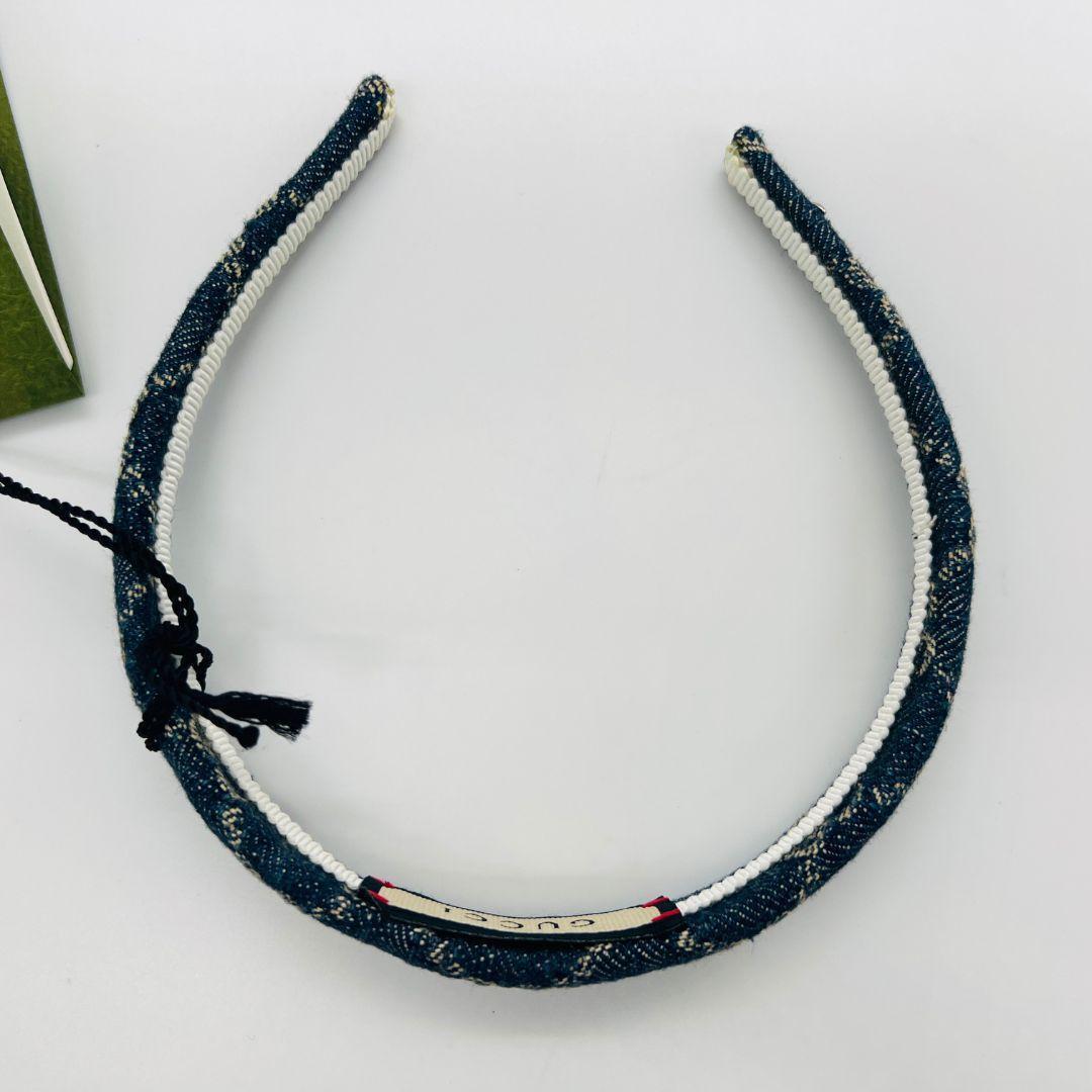 グッチ GGキャンバス　652835 カチューシャ ブルー系 デニム