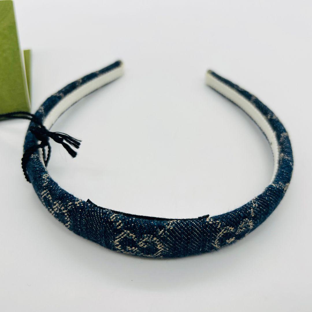 グッチ GGキャンバス　652835 カチューシャ ブルー系 デニム