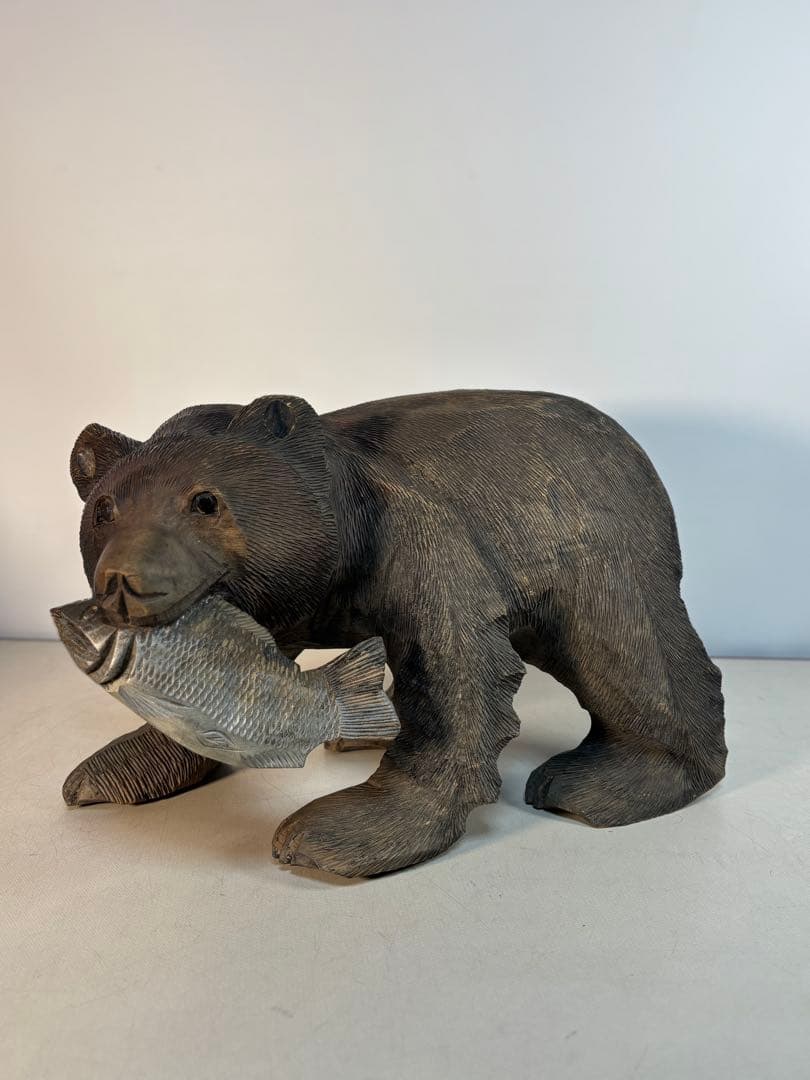 刻印「八江」木彫り熊　置物　北海道　クマ　民芸　古道具　アンティーク