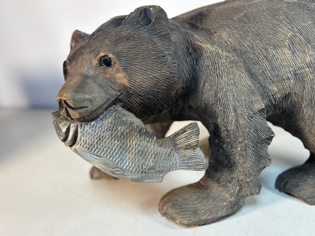 刻印「八江」木彫り熊　置物　北海道　クマ　民芸　古道具　アンティーク