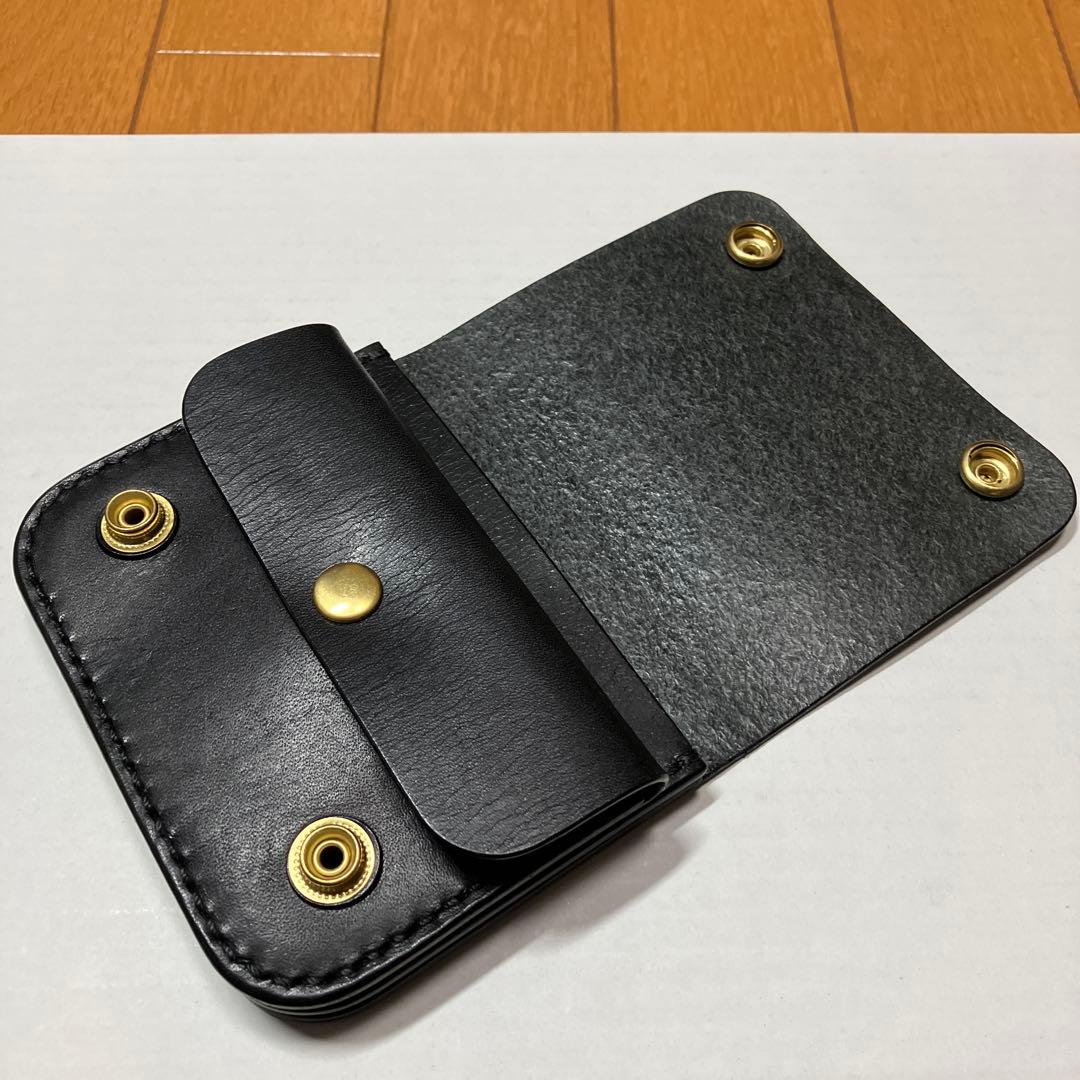 [ハンドメイド]ミニトラッカーウォレット栃木サドルオイルレザー小銭入れホック付き