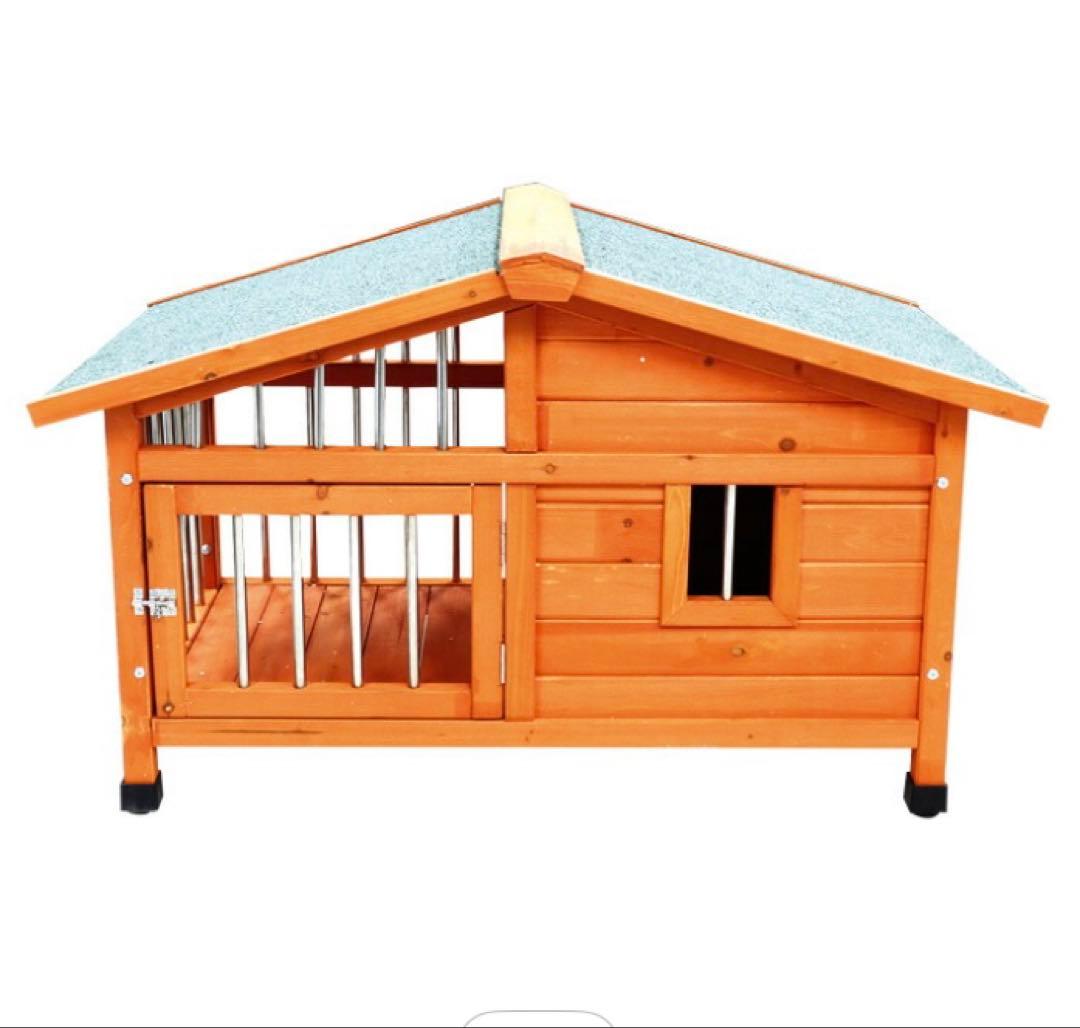 犬用木製ハウス 傾斜屋根 105cm