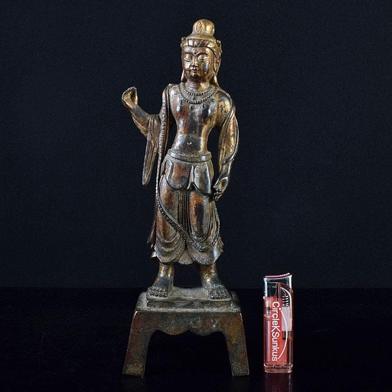 マツ　仏教美術　古銅鍍金　チベット仏　仏像　置物　D　R8634