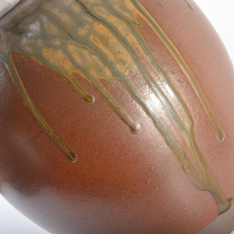 丹波焼　信水窯　市野克明　飾壷　口覆・飾紐付　共箱　M R5667C