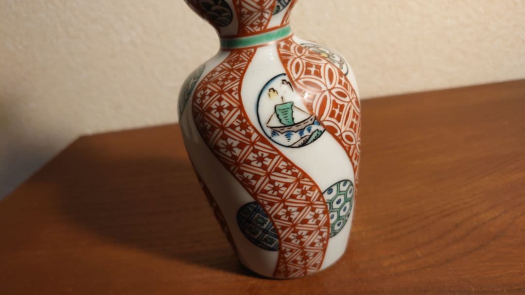 古九谷　九谷焼　赤絵　江戸期　徳利　花入　蔵出し　1客