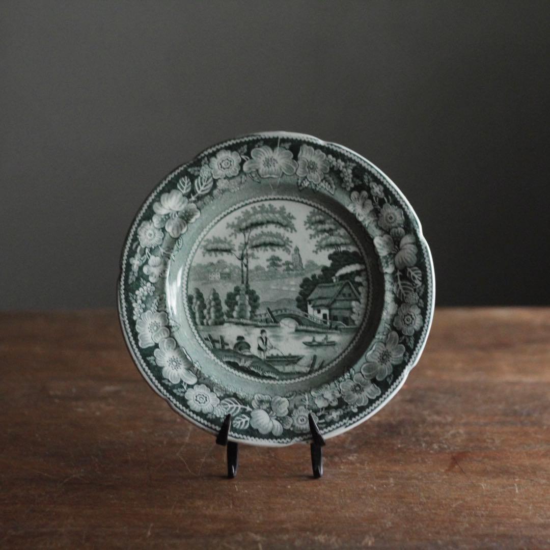 銅板転写 皿 DAWSON 古道具 アンティーク ブロカント