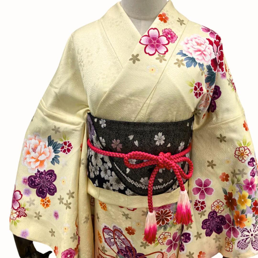 ≪早い者勝ち≫【美品】 振袖セット 成人式 正絹 古典柄 振袖 黄色 S91 ●