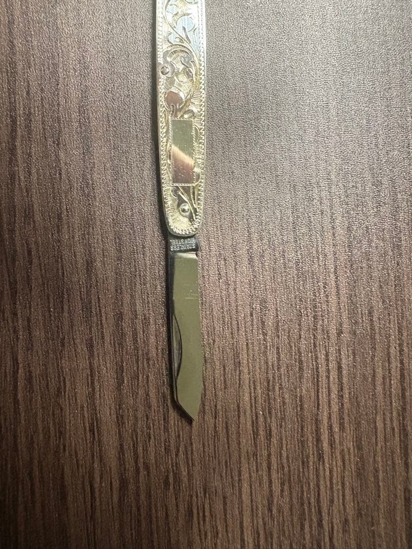 藤本保広工房 #21 純銀製ペーパーナイフ Fウィング刻印 桐箱付