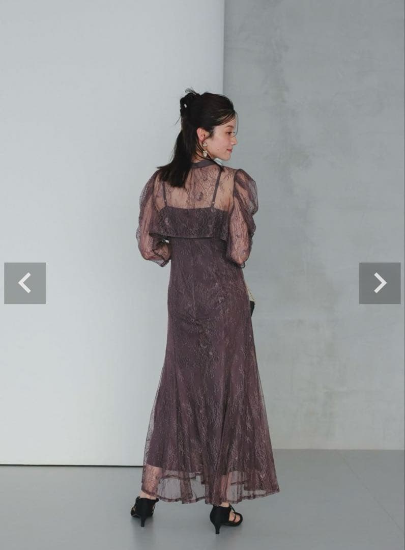 DorryDoll ボレロレイヤードレースドレス　チャコール　Mサイズ