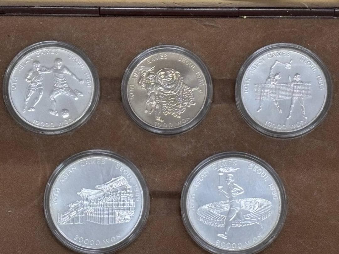 【美品】⭐️1986年　記念硬貨5枚セット　ソウル　オリンピック　銀貨　貨幣