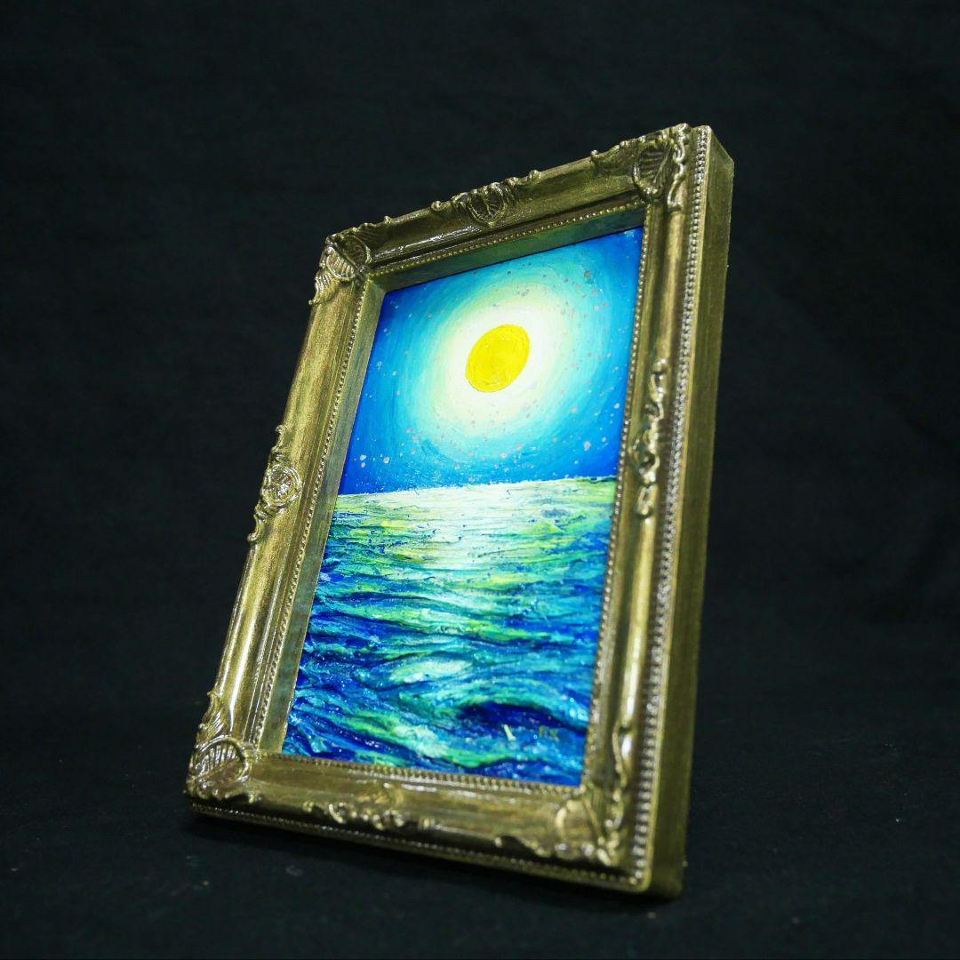 油絵 油彩 油彩画 絵 絵画 ミニ絵画【月の海】