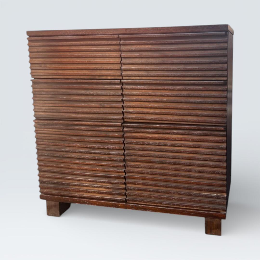 ルーバーキャビネット 幅85cm 木製 リビングボード 隠せる収納