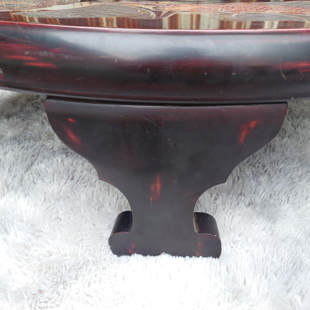 送料込　円卓　鯉　木彫り　アンティーク家具　直径120cm