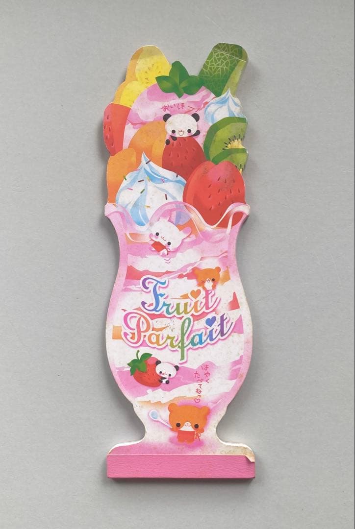 フルーツパフェ　ダイカット　メモ　メモ帳　カミオジャパン　平成レトロ　パンダ