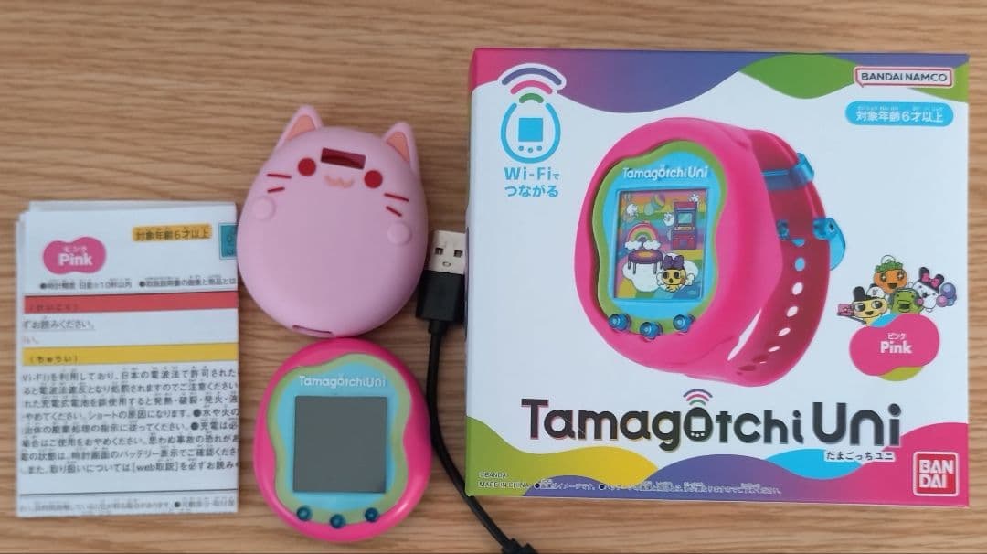 Tamagotchi Uni ピンク 箱説明書コードバンド同梱DLデータ7種付き