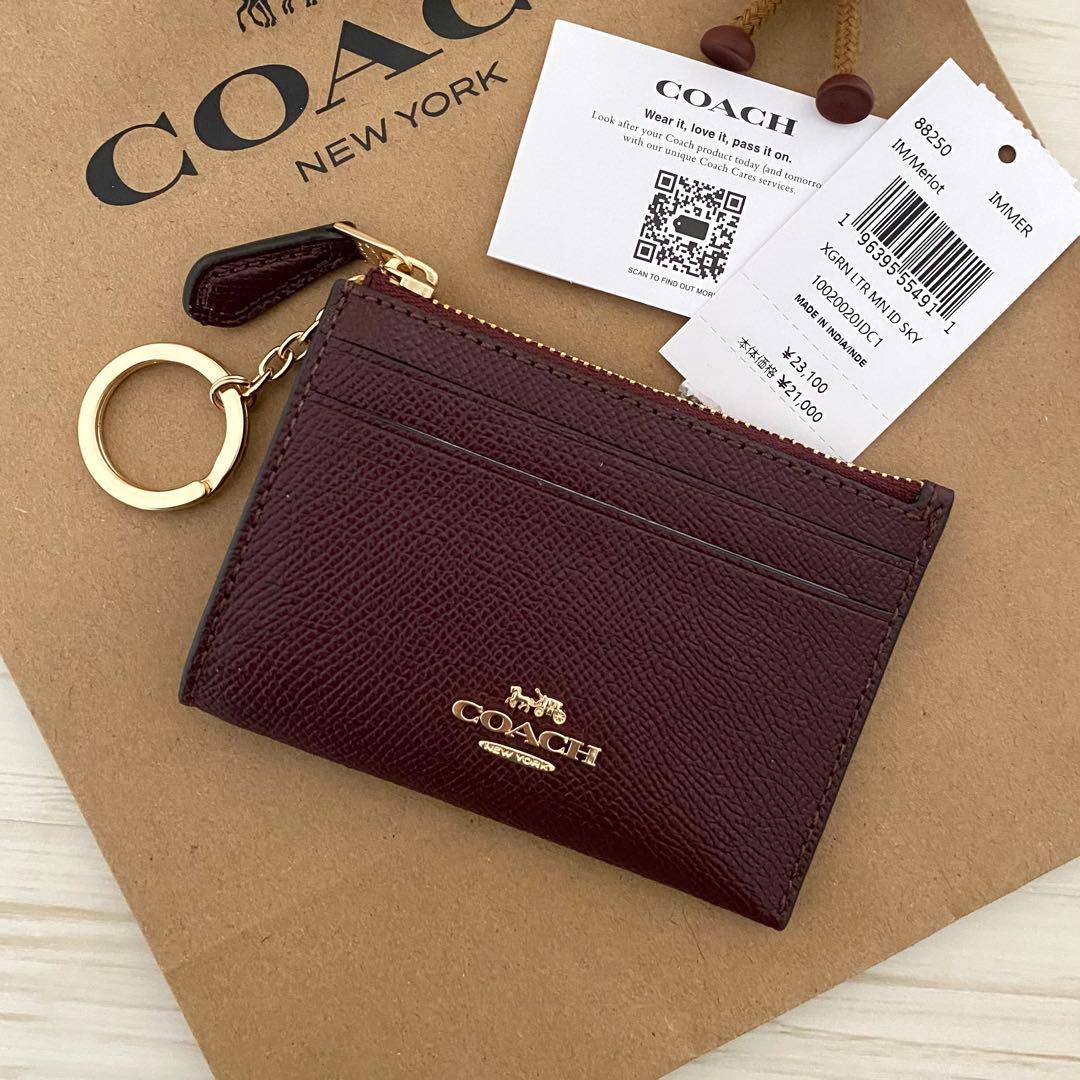 新品 COACH ケース ボルドー レッド 小銭入れ財布