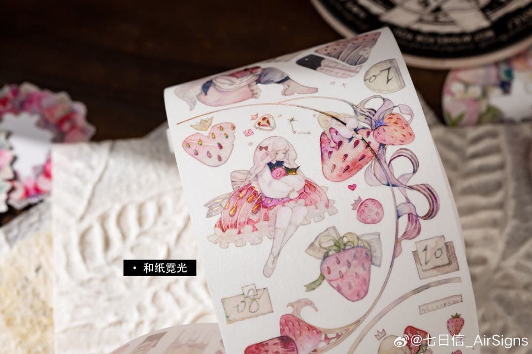 海外マスキングテープ 巻き売り No.240 人物 女の子 いちご 七日信