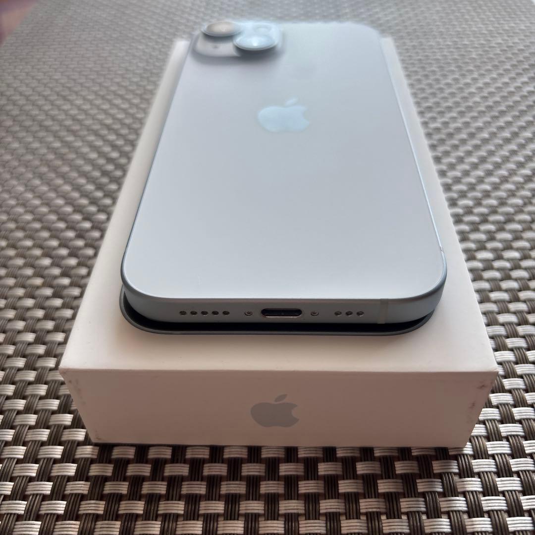 【美品】iPhone15 128GB 保証付き 最大容量100% ブルー
