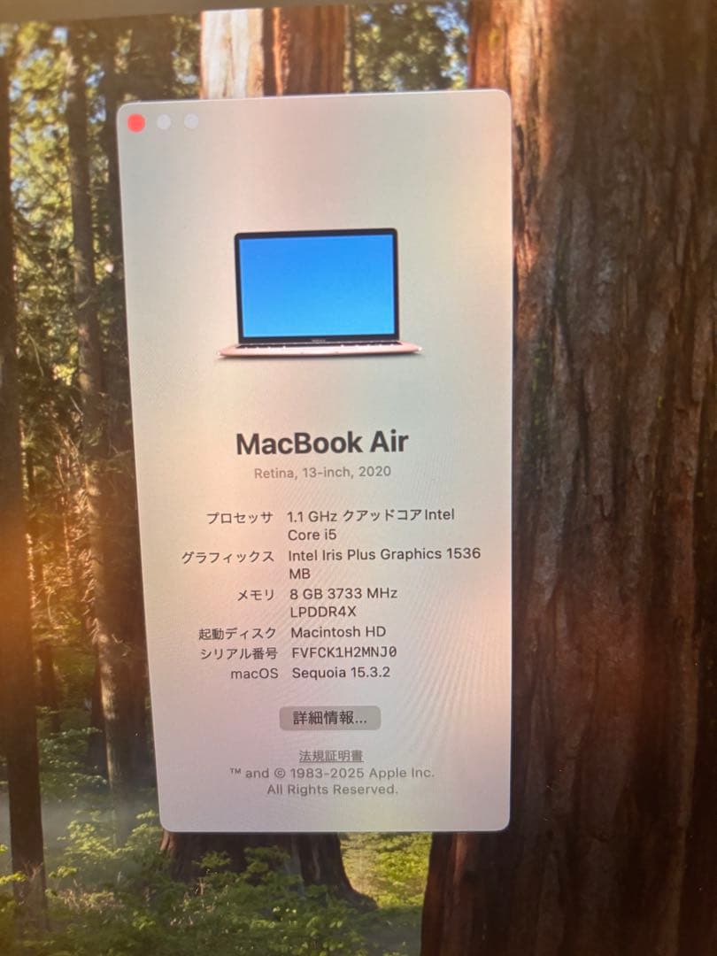 MacBook Air 13インチ 2020 Core i5 8GB 256GB