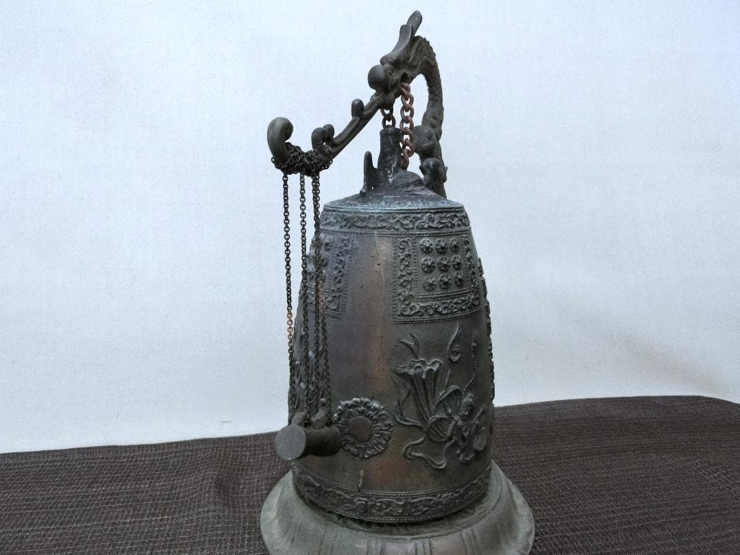 処分価26（月）22時まで【茶道具　喚鐘　合図鐘青銅　吊り鐘　羽衣高盛 29.5