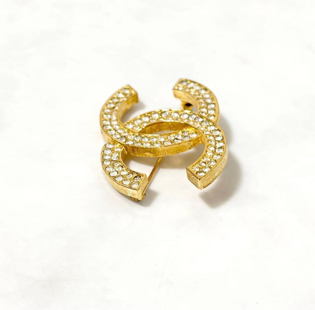 美品 CHANEL ココマーク ラインストーン ブローチ ヴィンテージ