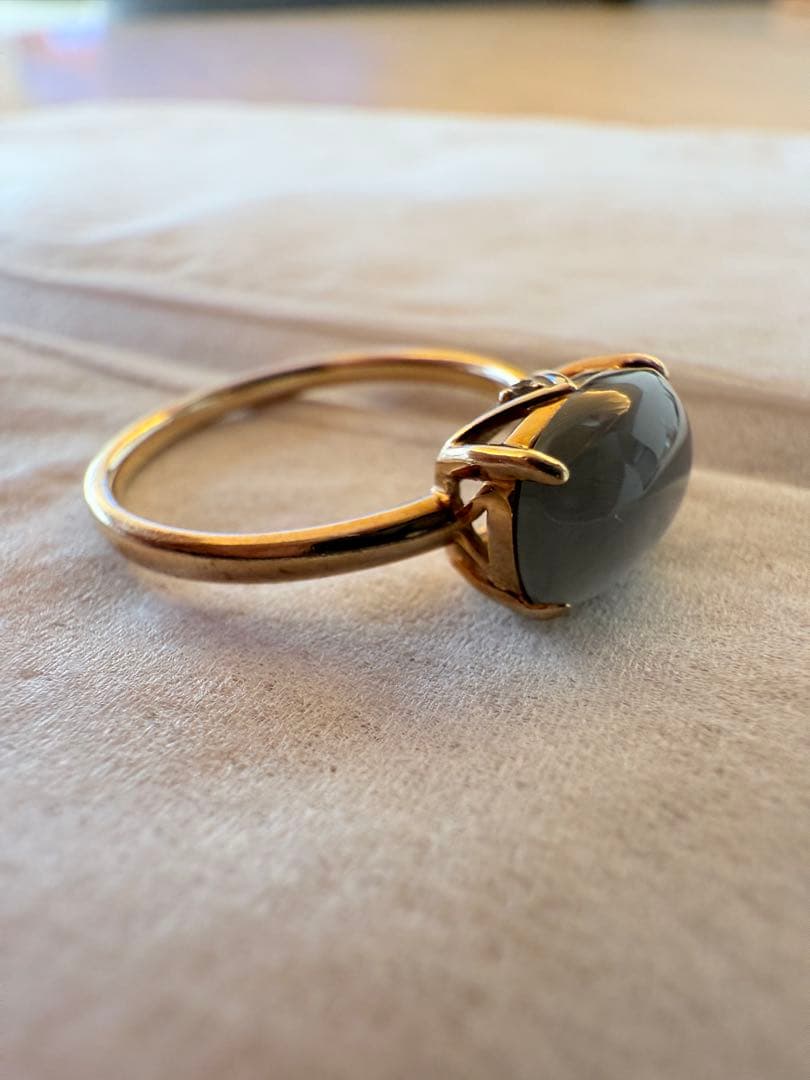 TSUTSUMI K10YG グレームーンストーン リング 9号 ダイヤ 極美品